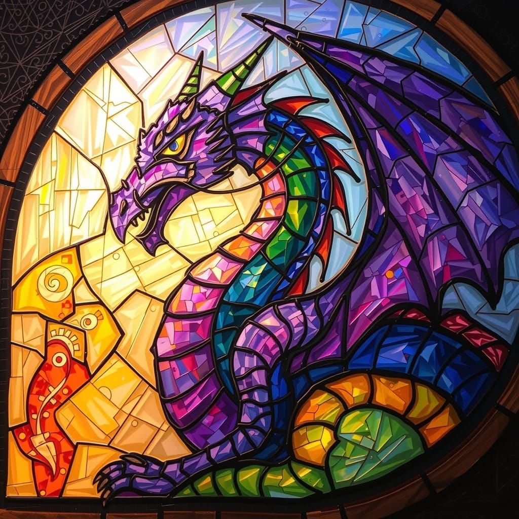 A stained-glass dragon.