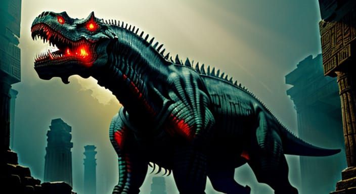 Zombie T-Rex in Ancient Egypt