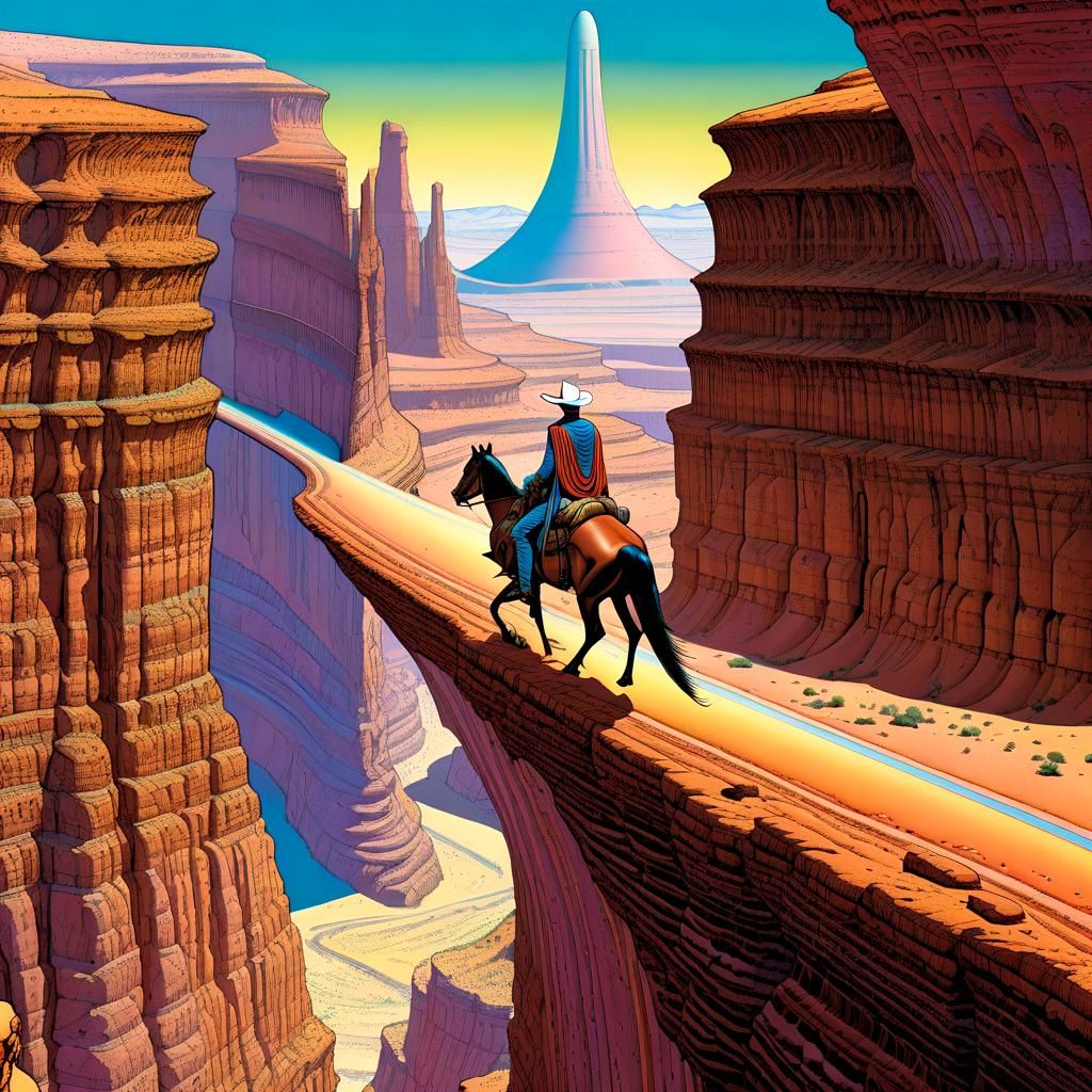 Alien Hero on Mount: Western Sci-Fi Comic Art