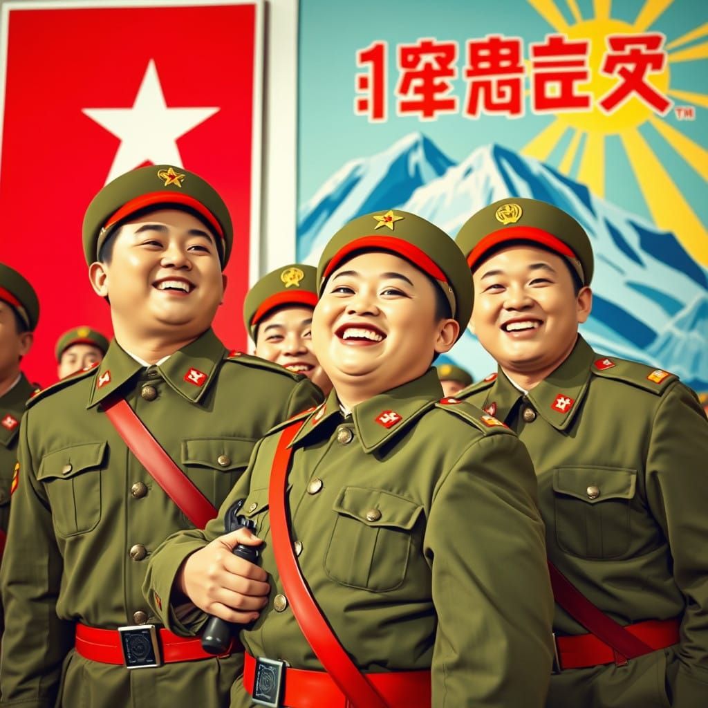 North Korean Soldiers in Cheeky Socialist-Realist Art