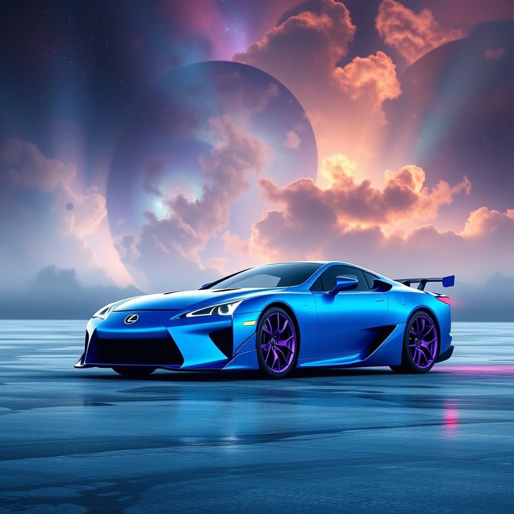 Electric Blue Lexus LFA in Nebula Dreamscape
