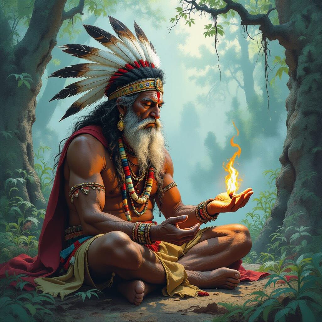 Ancient Shaman Evokes Forest Spirits