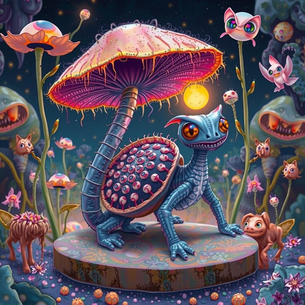 Ethereal Alien Botanical Garden by Moonlight