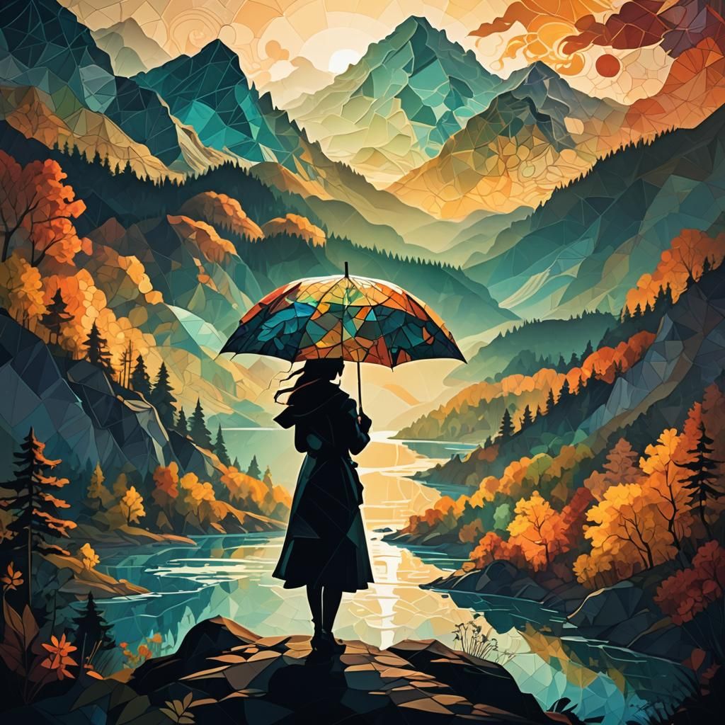 Scenic Silhouette: Woman and Landscape in Expressionist Styl...