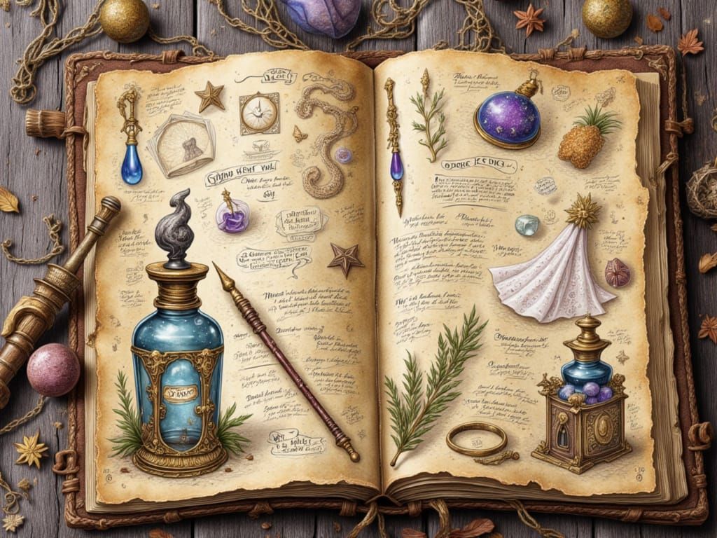 Rustic Witch's Book of Potions and Magic