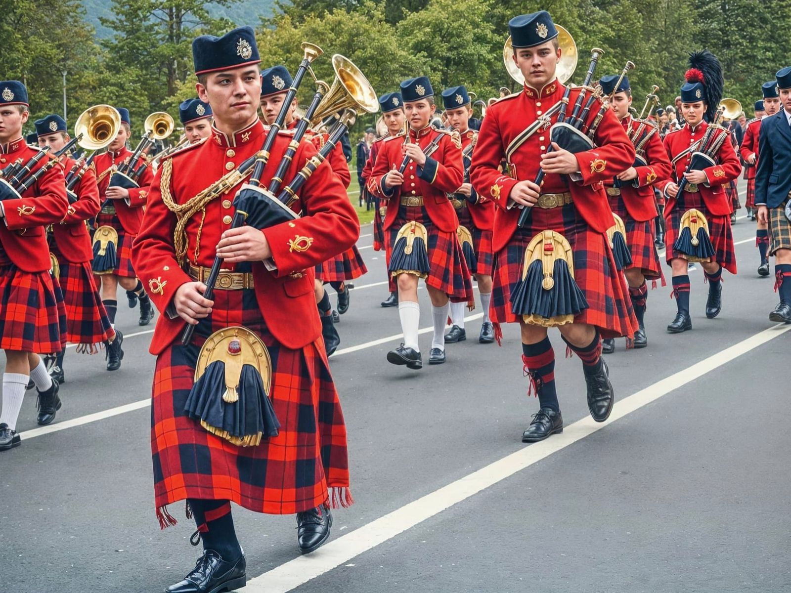 Scottish Highlanders March in Formal Tartan Attire