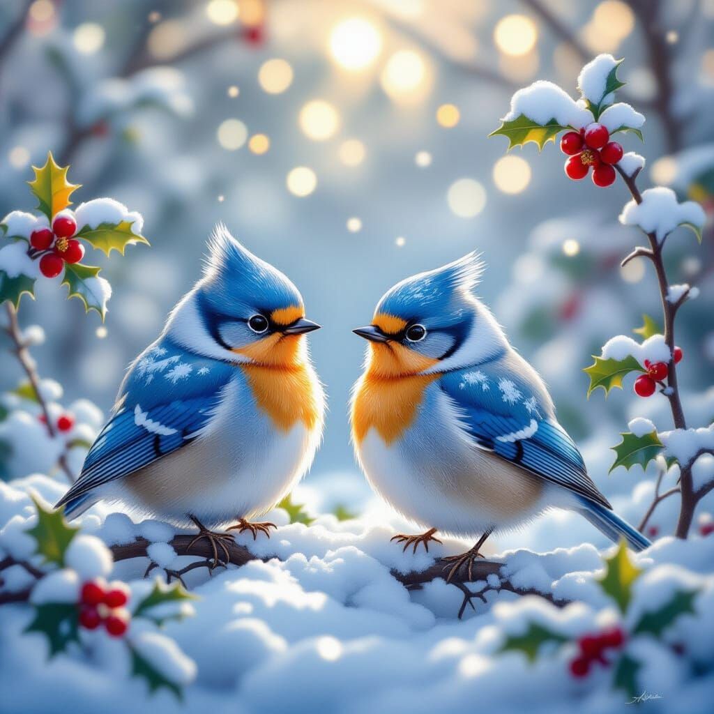 Magical Winter Birds in Soft Light