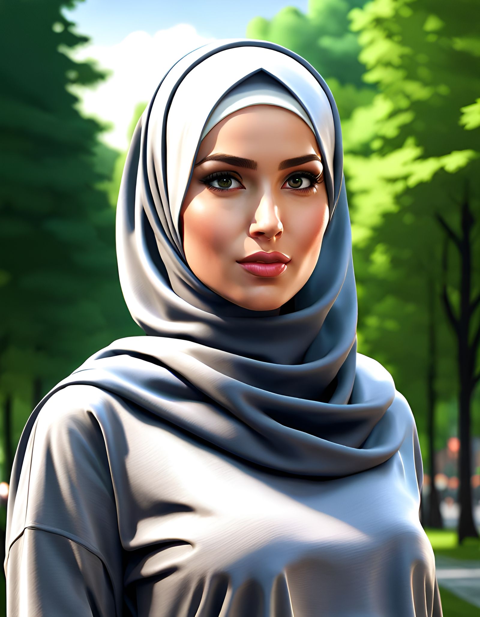 Beautiful Hijabi Woman in New York City, Digital Art