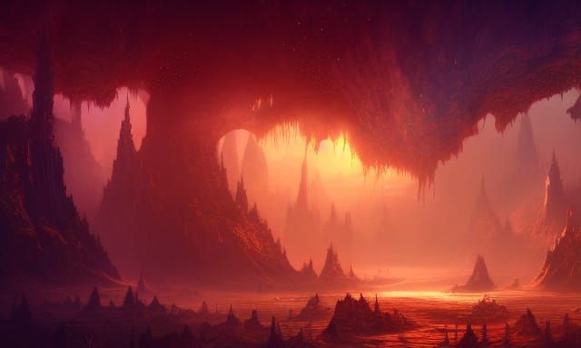 Fantastical Detailed Matte Painting in Deep Color