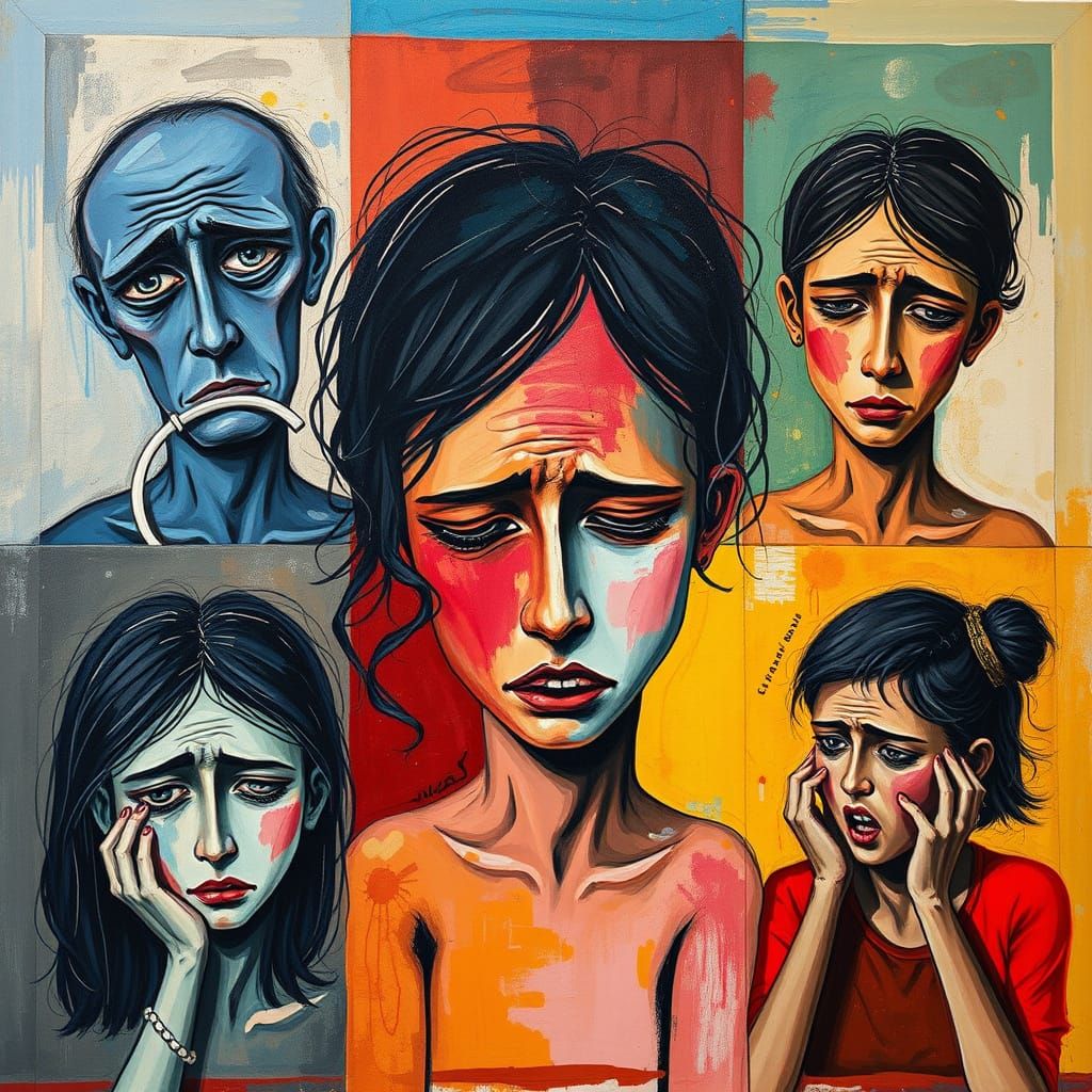 Vibrant Expressionist Collage of the Human Psyche