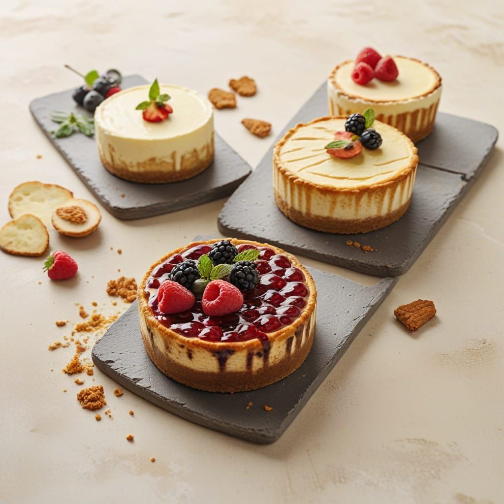Vibrant Still Life of Delicious Cheesecakes