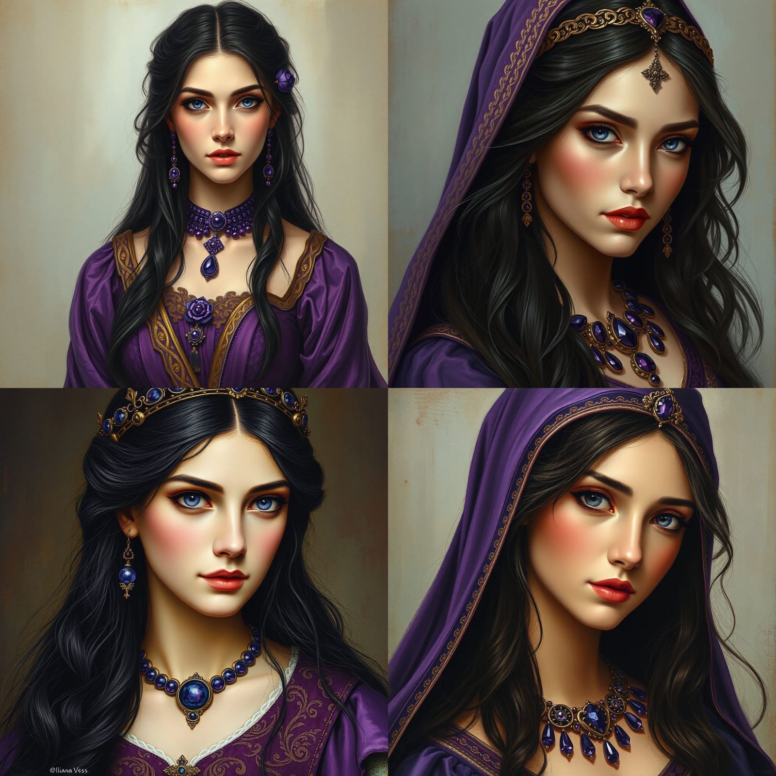 Elegant Medieval Woman Portrait in Fantasy Art Style