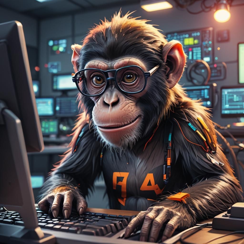 Monkey in Glasses: Pixar-Style 3D Digital Art