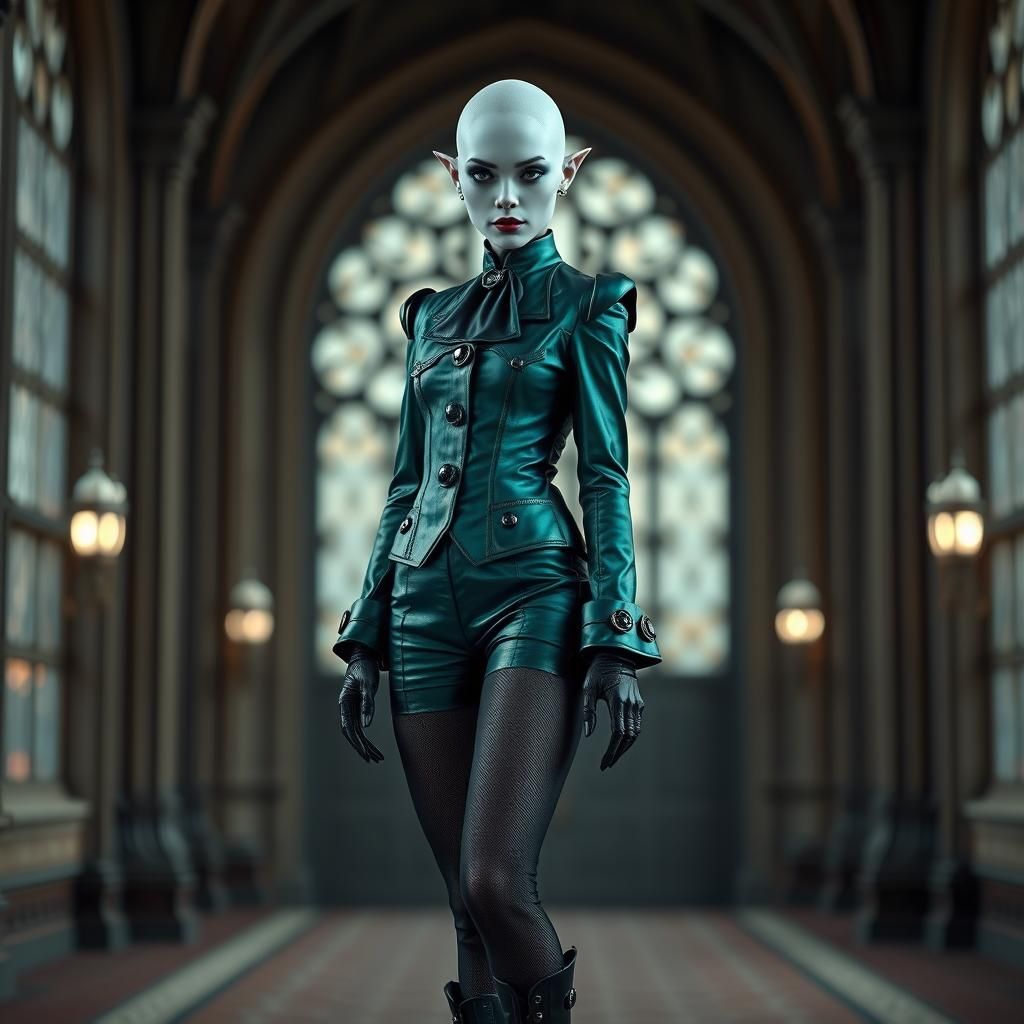 Gothic Alien Clown Lady in Emerald Green