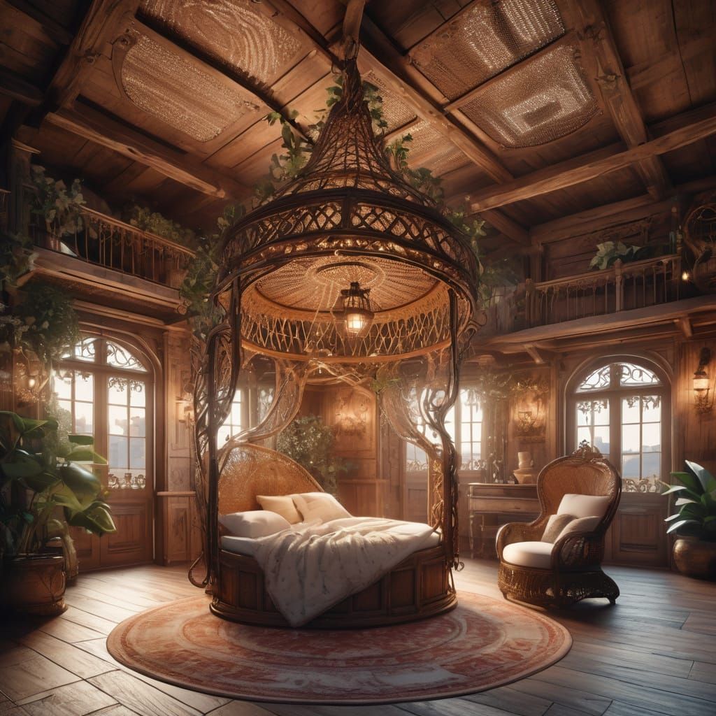 A delicate birdcage bed