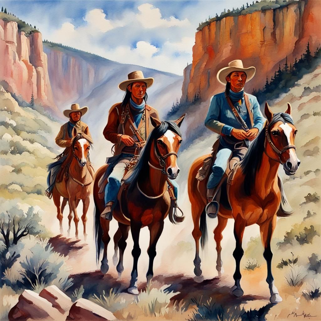 Winnetou and Old Shatterhand on their horses in Chihuahua