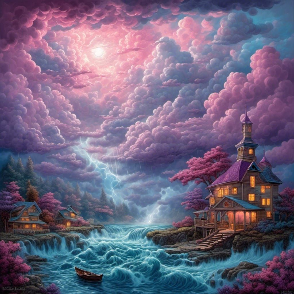 Night Maiden in a Storm of Pastel Skies