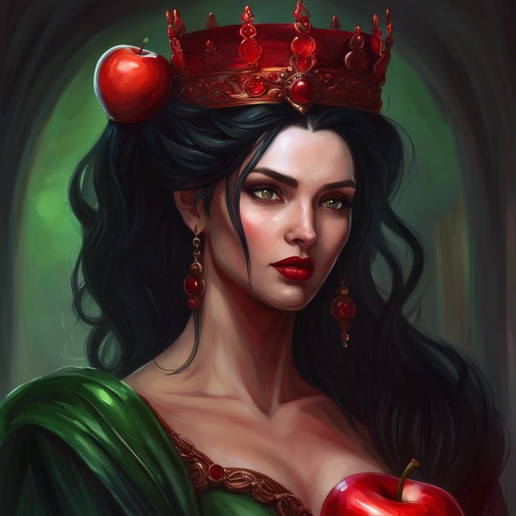 Cruel Queen with Poisoned Apple: Fantasy Portrait