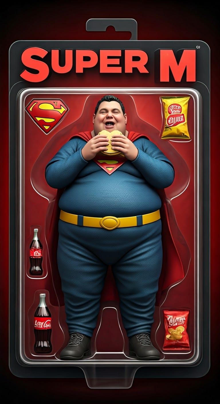 Hyper-Realistic Action Figure of Super Obese Man Eating Sand...