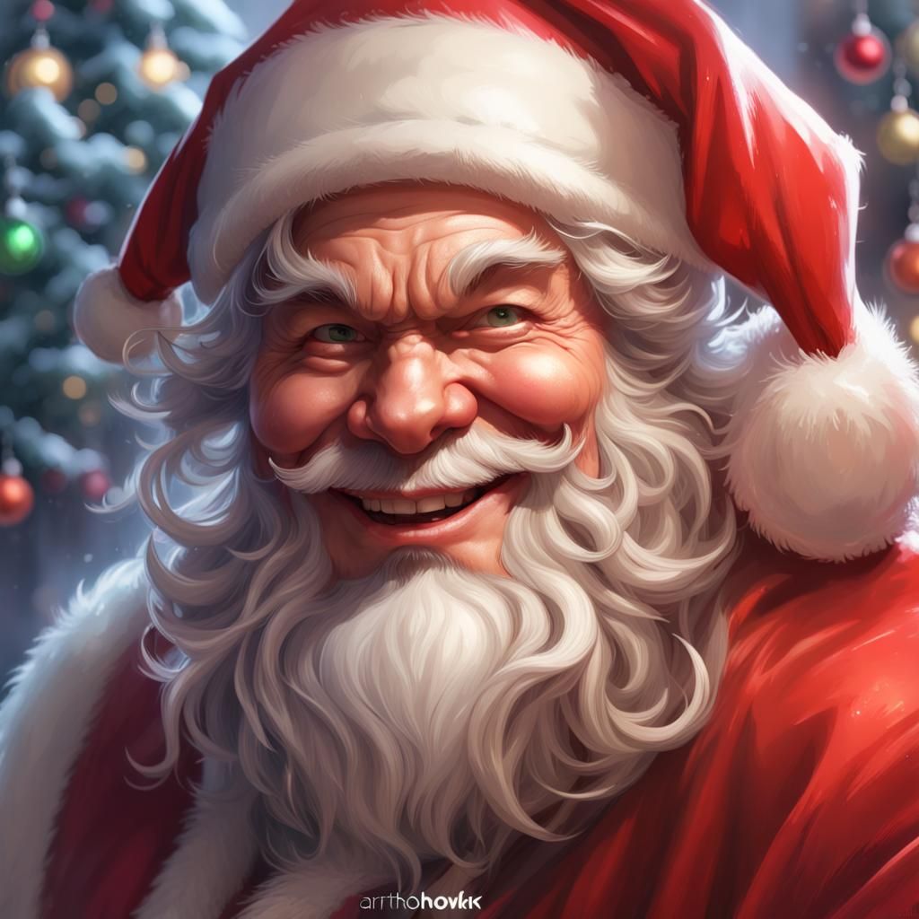 Jolly Santa Claus Portrait in Fantasy Style