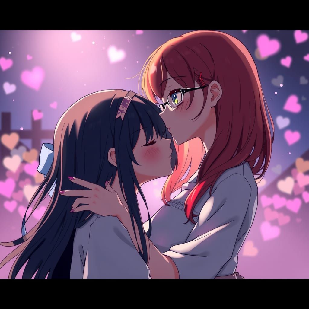 Emotional Yuri Anime Scene with Two Girls