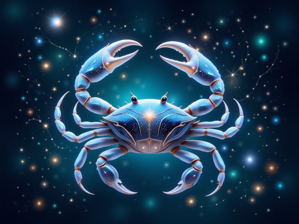 Elegant Cancer Crab Zodiac Constellation Art