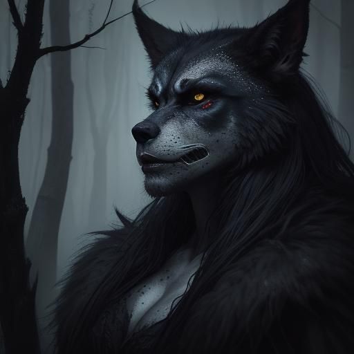 Werewolf Transformation in Misty Forest: Dark Fantasy Painti...