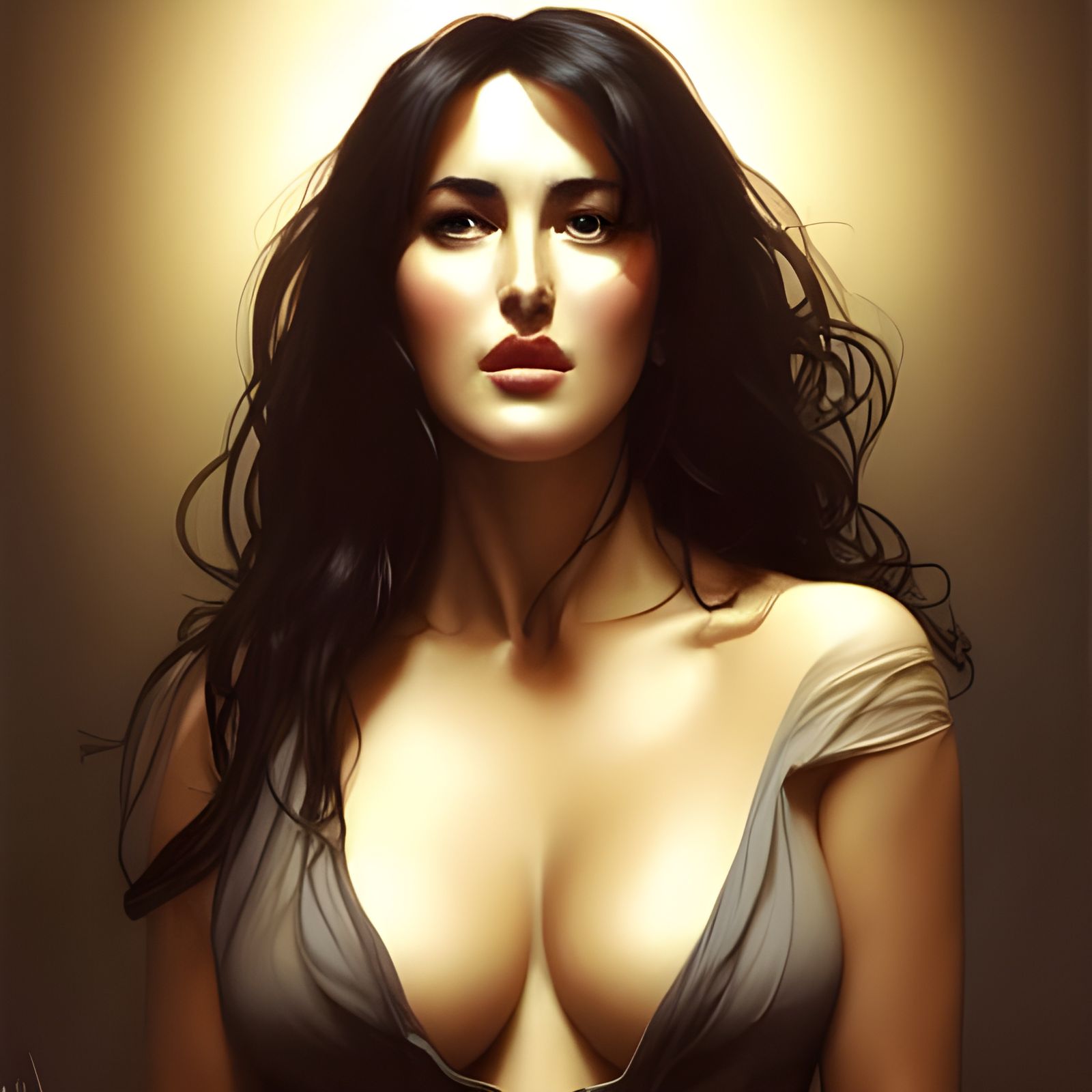 Hyperrealistic Portrait of Young Monica Bellucci