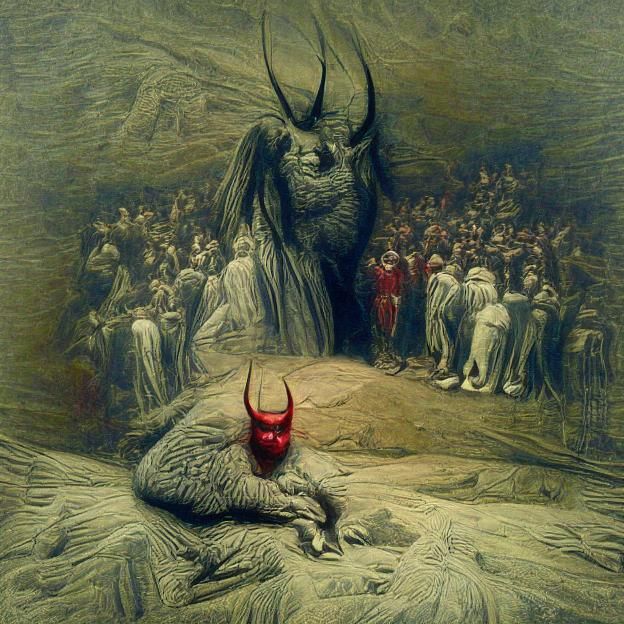 The Devil: Evocative Engraving in Doré Style