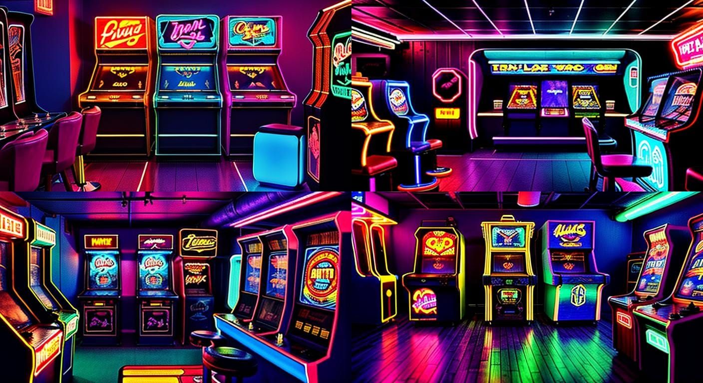 Neon-lit Retro Arcade for Chillout Synthwave Music