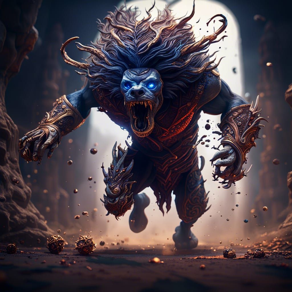 Scared Trophy Escaping its Winner: Fantasy Concept Art