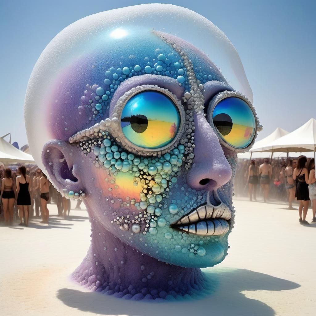 Burning Man Party in Abstract Cubist Style