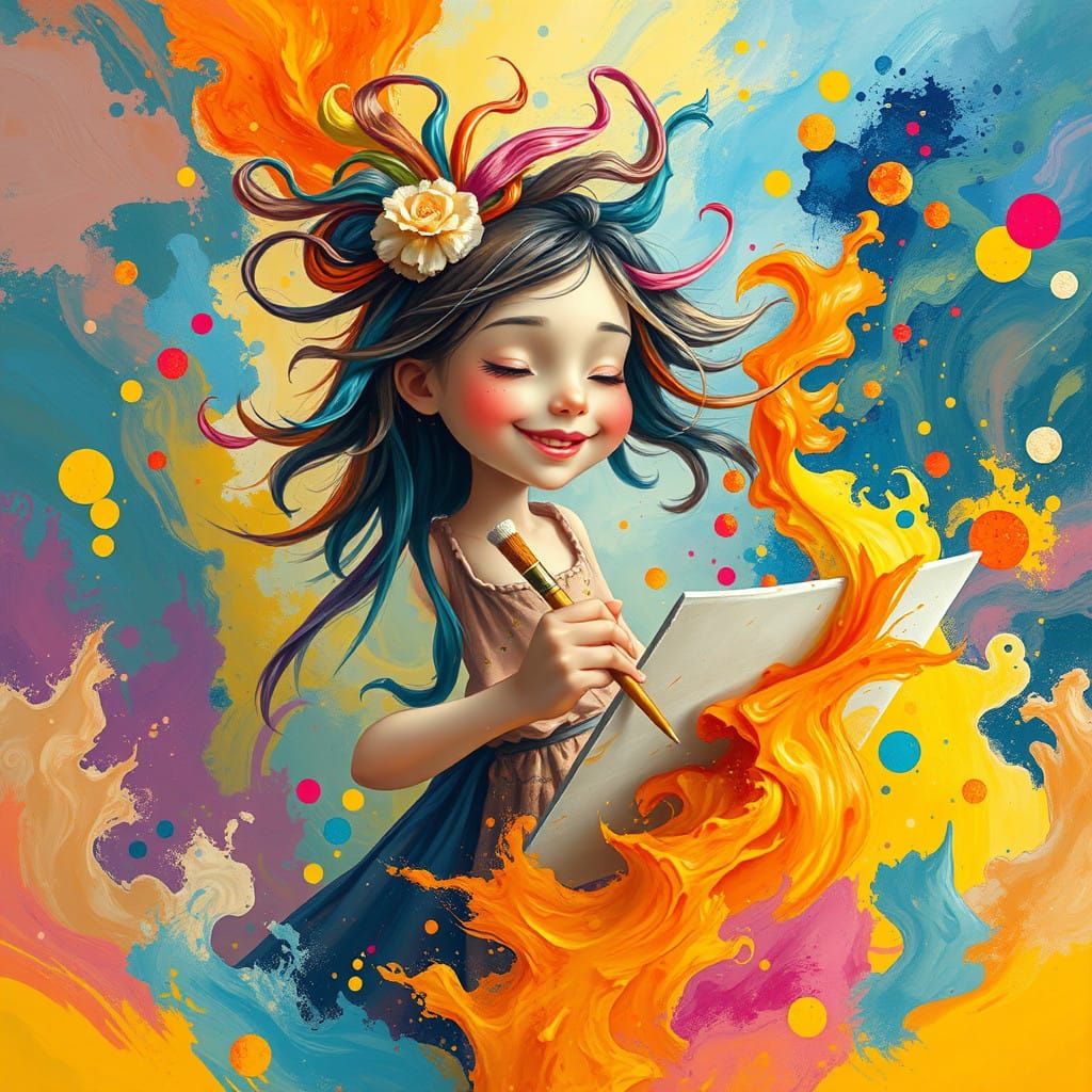 Whimsical Artist Lost in Kaleidoscope of Color