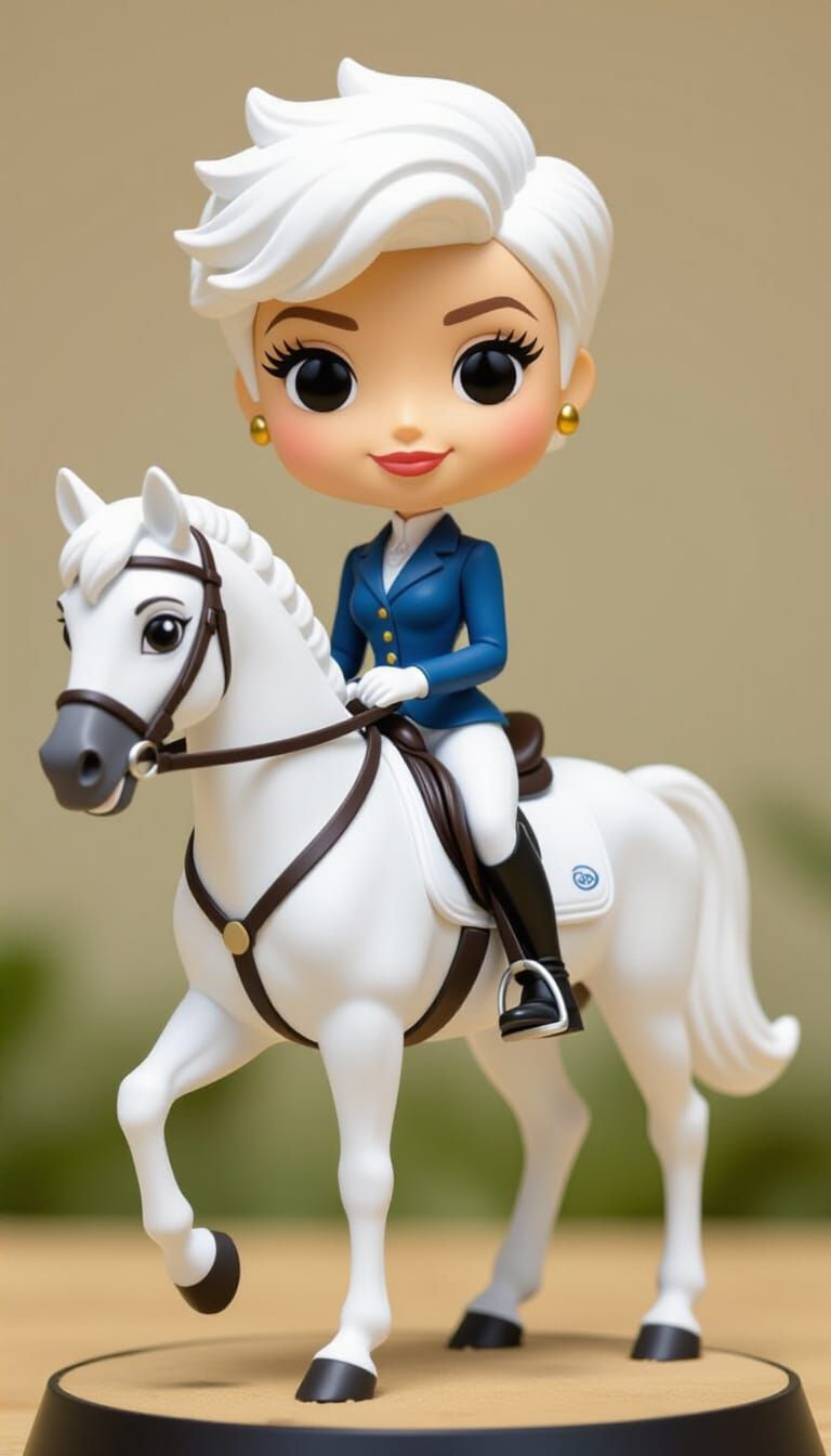 Disney 3D Cartoon Figurine: Equestrian Woman on White Horse