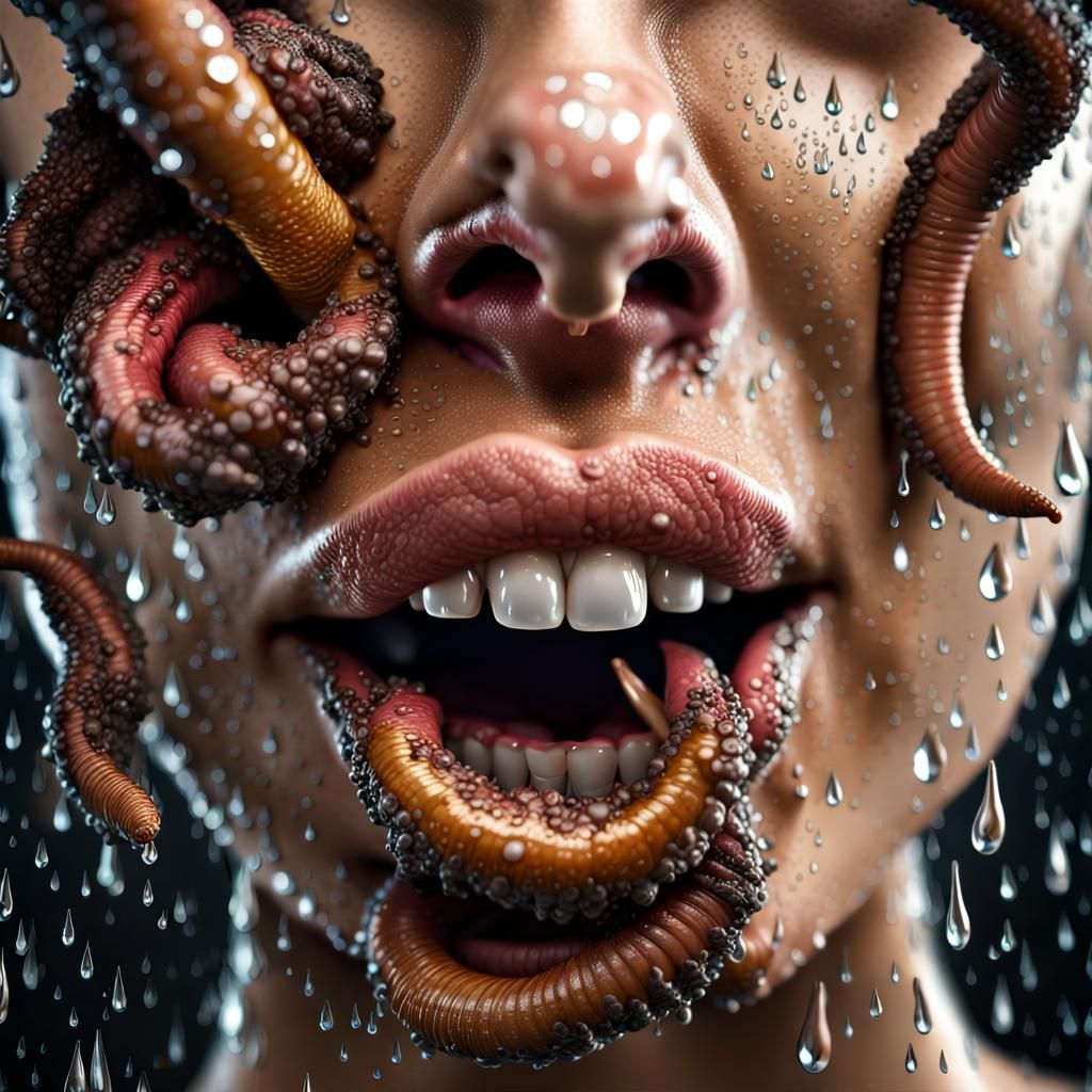 Ornate 3D Portrait with Earthworms