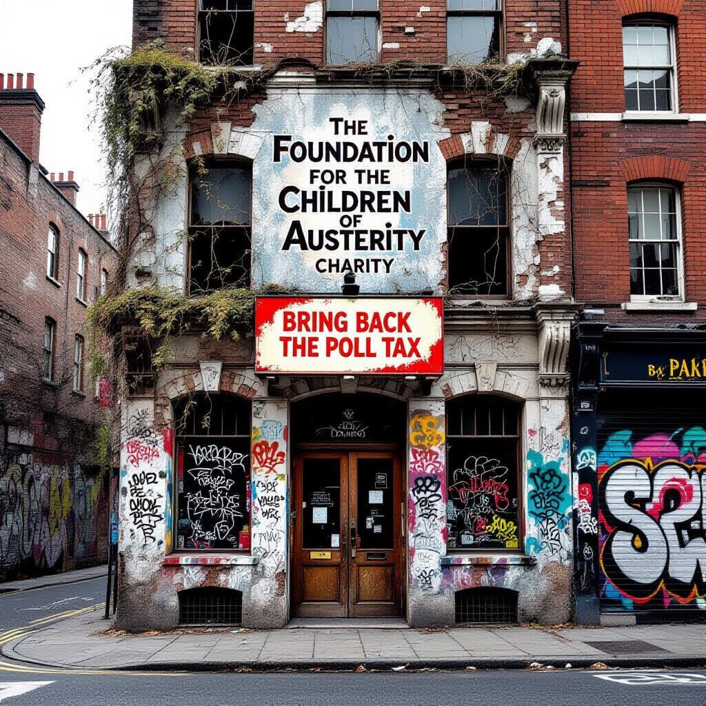 Dilapidated Building: Graffiti Art Inspired by Banksy