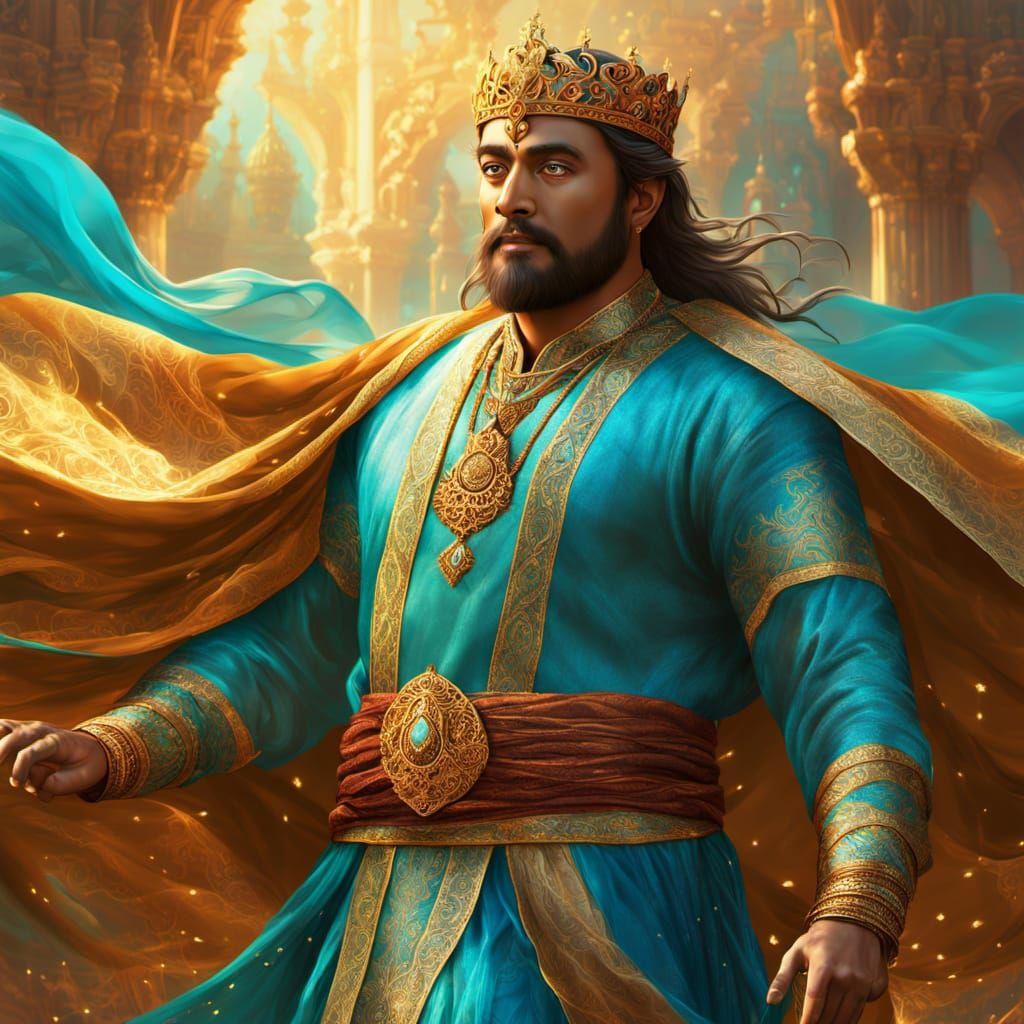 Ethereal Bengali King in Silks: Digital Art