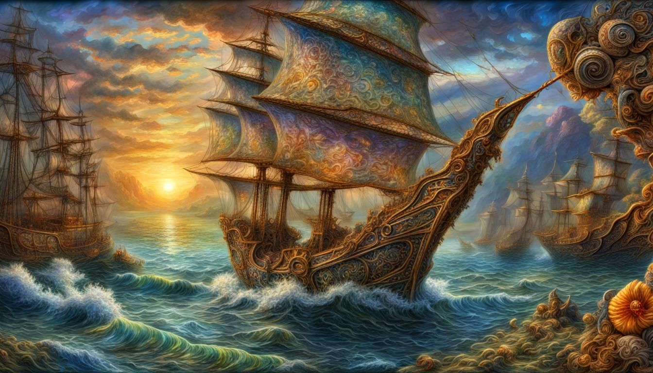 Hyperrealistic Sails in Atmospheric, Cinematic Lighting