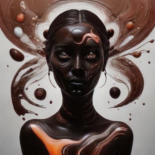 Dark Chocolate Portrait with Marble Patterns and Soft Lighti...