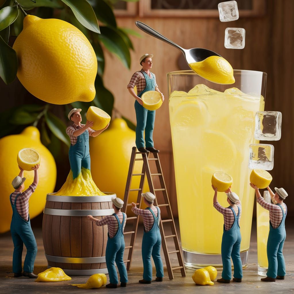 Vibrant Lemonade Scene in Digital Art
