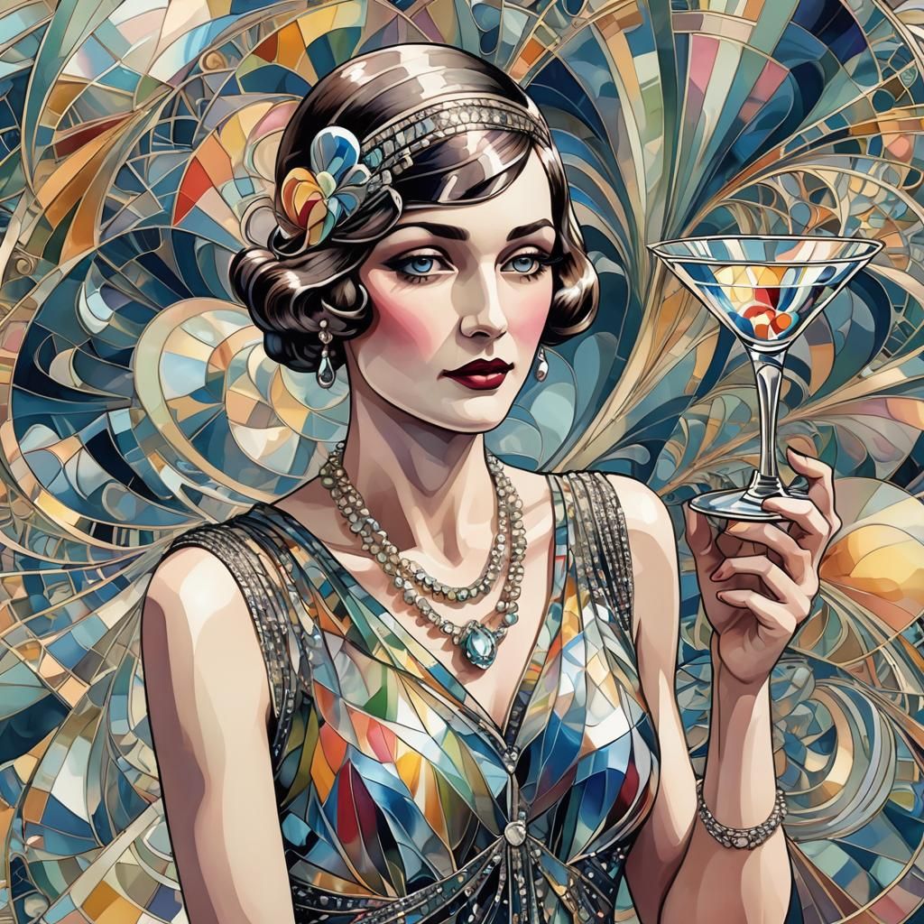 Mother of Pearl Flapper in Glass, Abstract Fractal Art