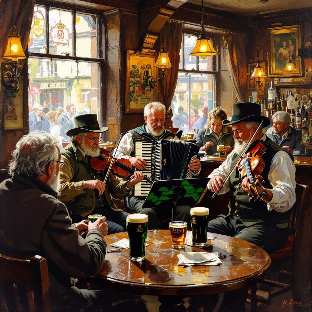 Irish Folk Band Performance in Earthy, Expressive Style