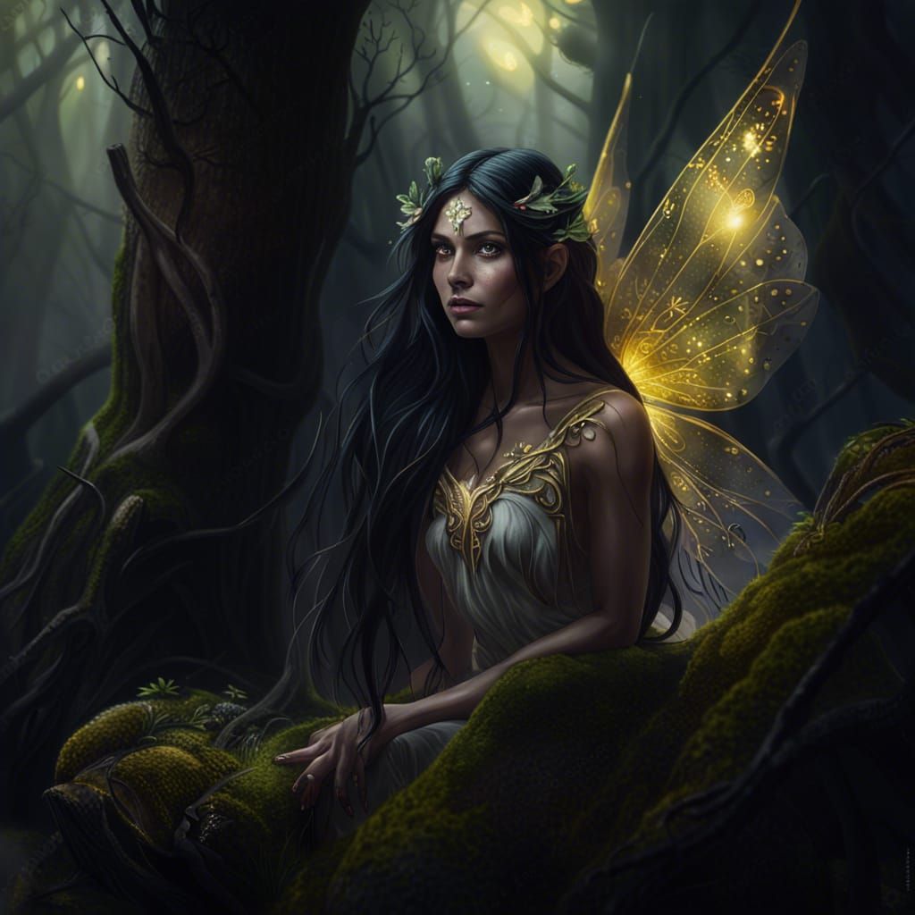 Beautiful Fairy in Misty Forest: Digital Art