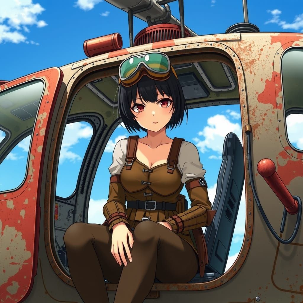 Anime Girl in Post-Apocalyptic Scene