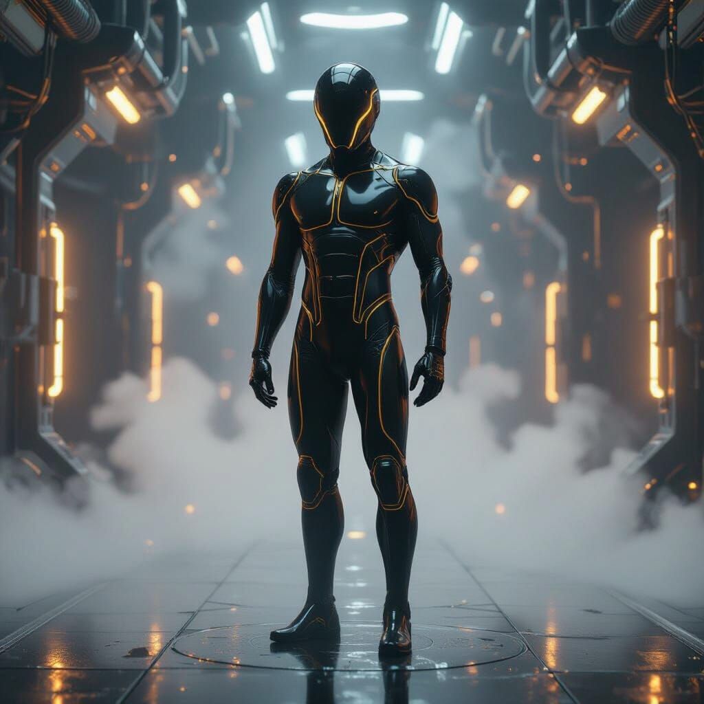 Futuristic Drone in Conversion Room, Industrial Biomechanica...