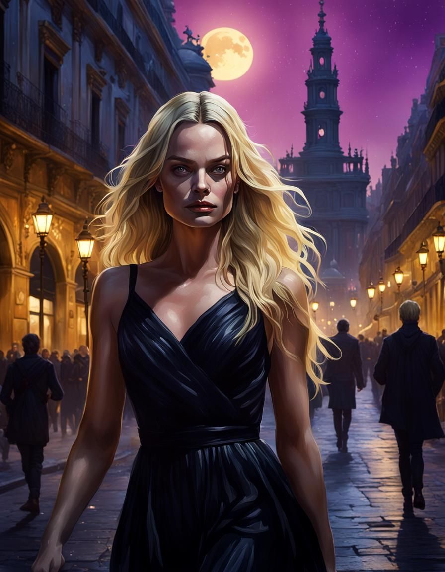 Margot Robbie in Madrid: Dark Fantasy Portrait