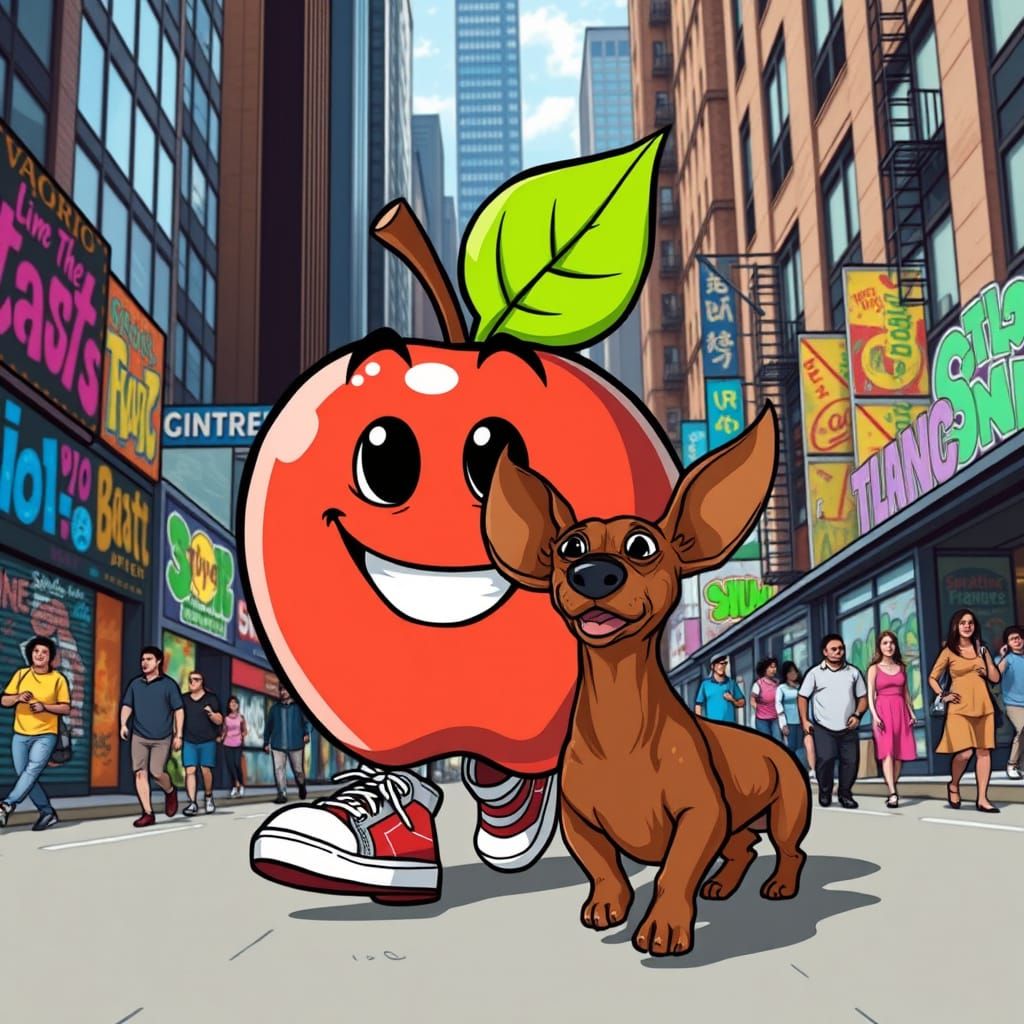 Giant Apple Chases Dachshund Through City Streets in Whimsic...
