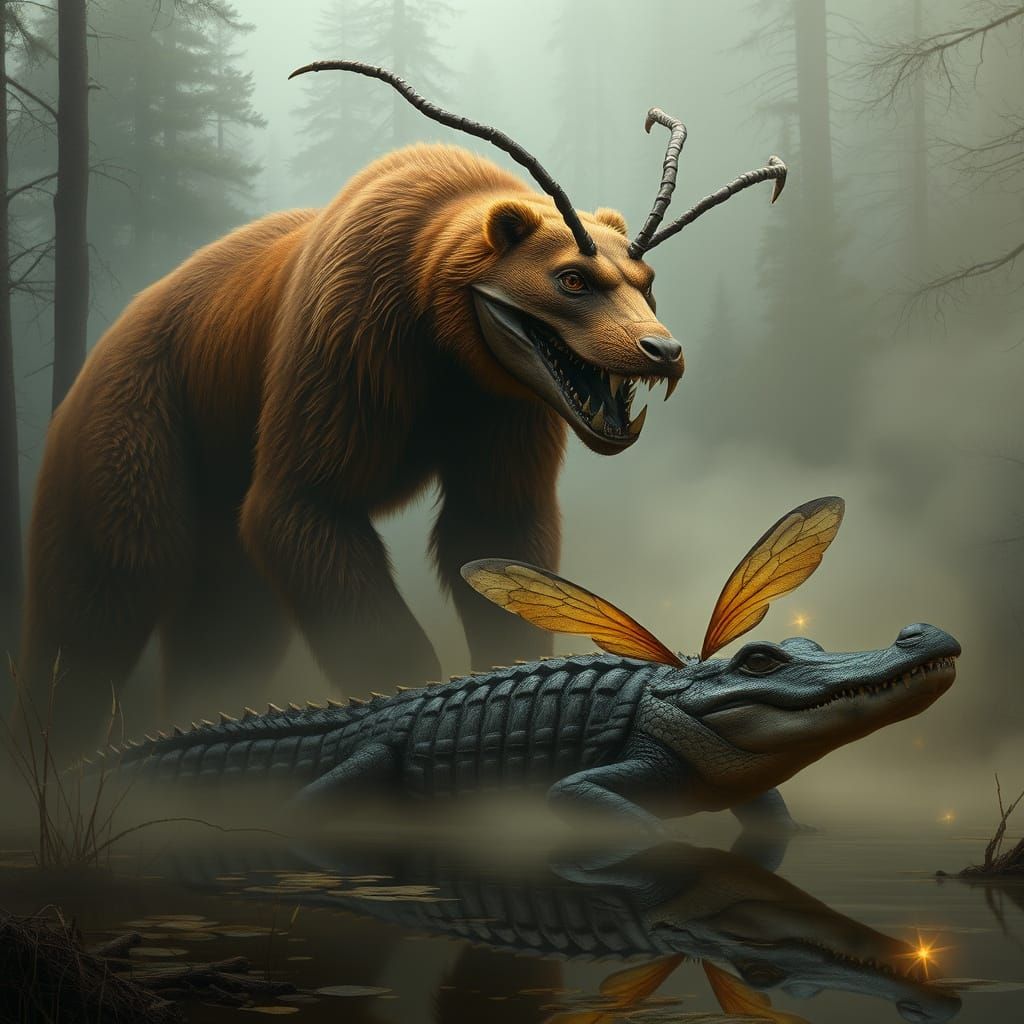 Surreal Beast of Antbear: A Towering Grizzly with Ant Traits