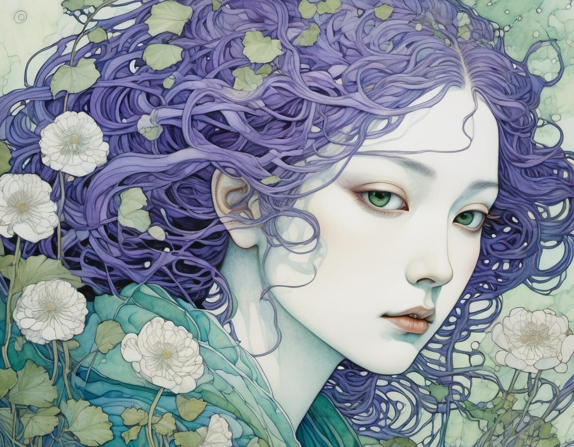 Abstract Wind Anemone Flowers with Serene Face, Pastel Hues