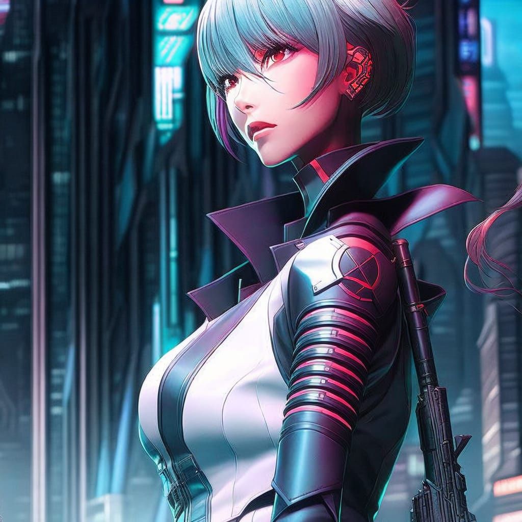 Rei Ayanami in Cyberpunk Comic Book Art